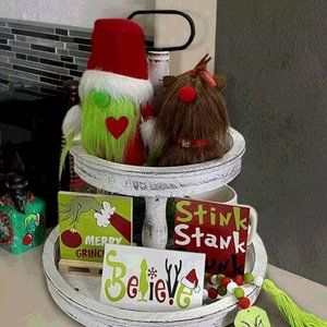 6 Pcs Christmas Decor - Christmas Decorations Indoor - Rustic Wooden Signs